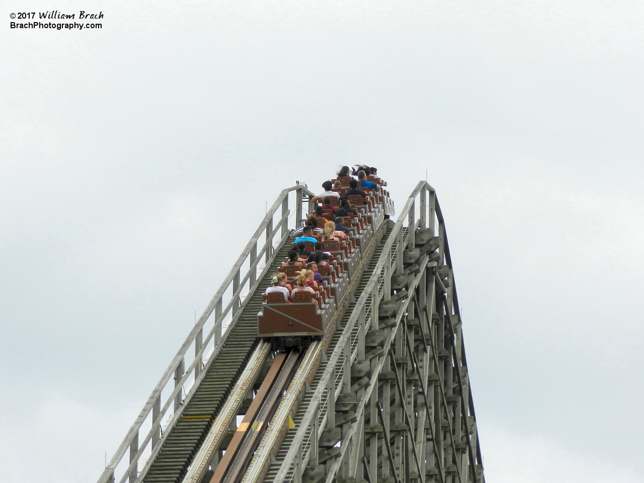 El Toro train going up the lift hill.