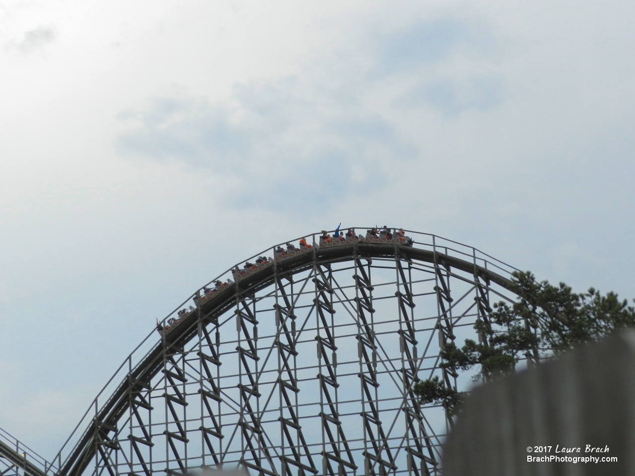 Train going over a hill.