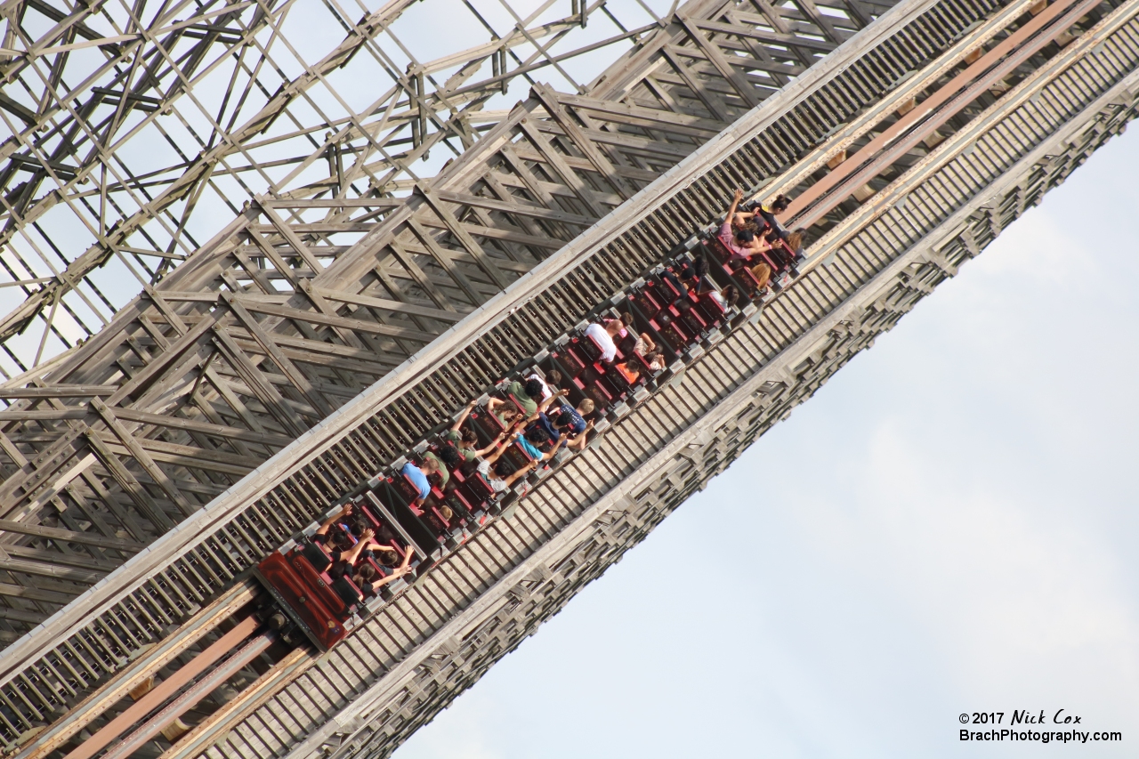 The train on the lift hill.