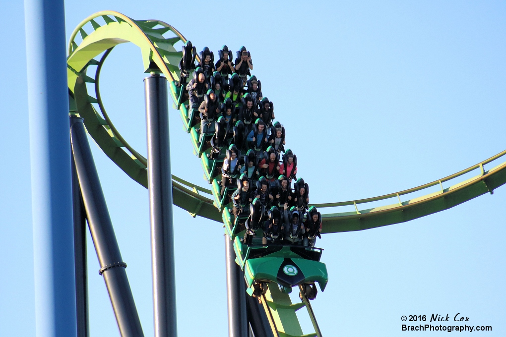 The train taking the first large plunge.