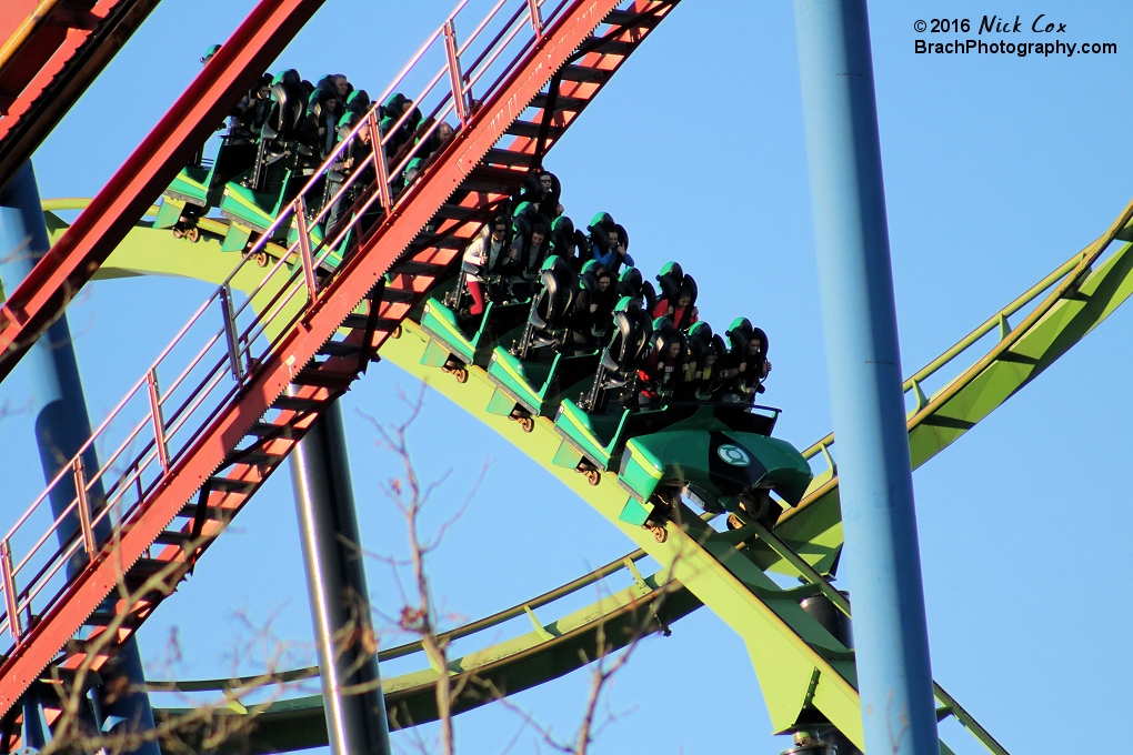 The train headed down the first drop.