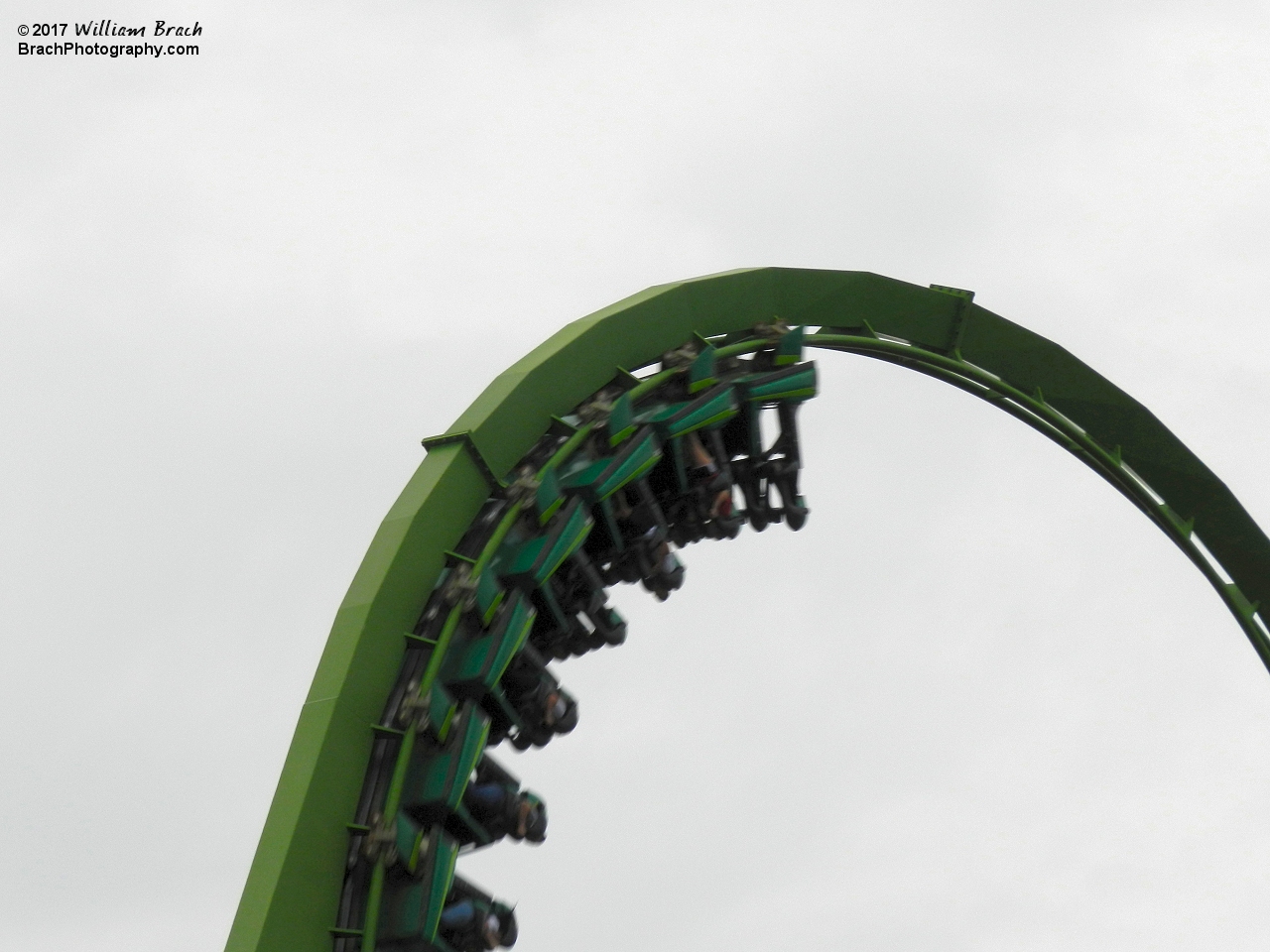 Green Lantern train in the vertical loop.