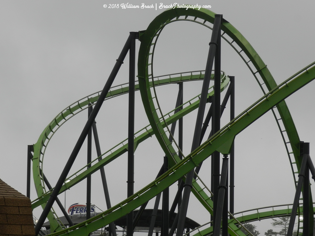 The green track of the Green Lantern at Six Flags Great Adventure.