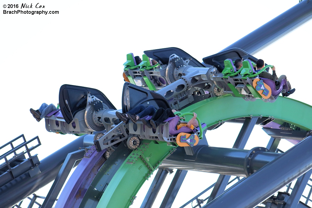 The brake run on this 4D coaster is part of the final drop into the station.