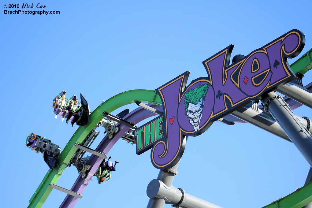 The ride logo with the train ni the background.