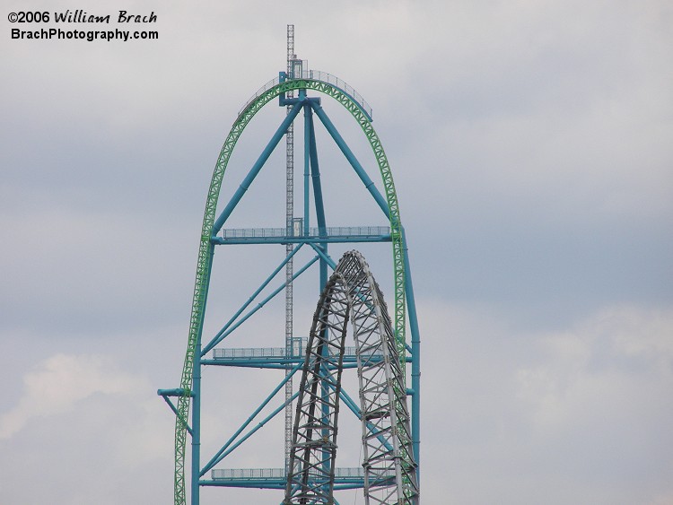 At 456ft tall, Kingda Ka is the tallest complete circuit roller coaster in the world.  It reaches a top speed of 128mph.