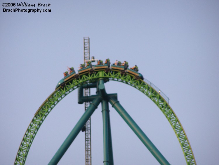 Kingda Ka train cresting the Top Hat.