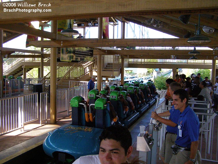 Looking inside the Kingda Ka station.