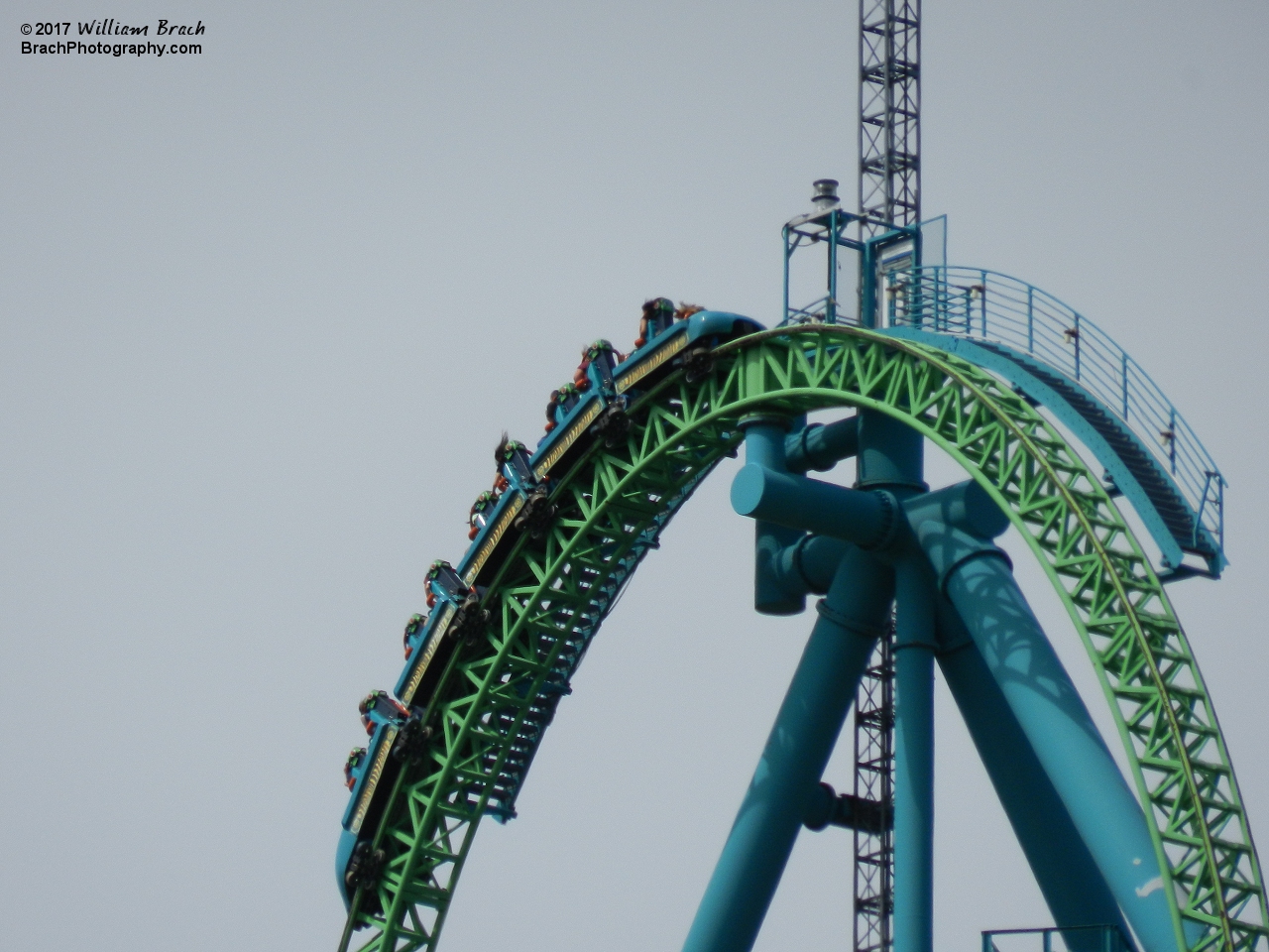 Kingda Ka train going down the top hat.