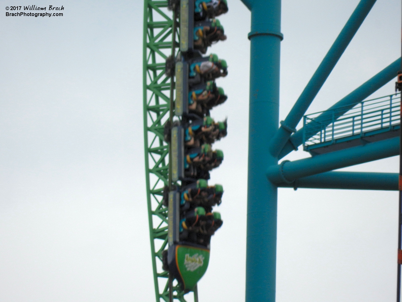 Kingda Ka train going down the top hat.