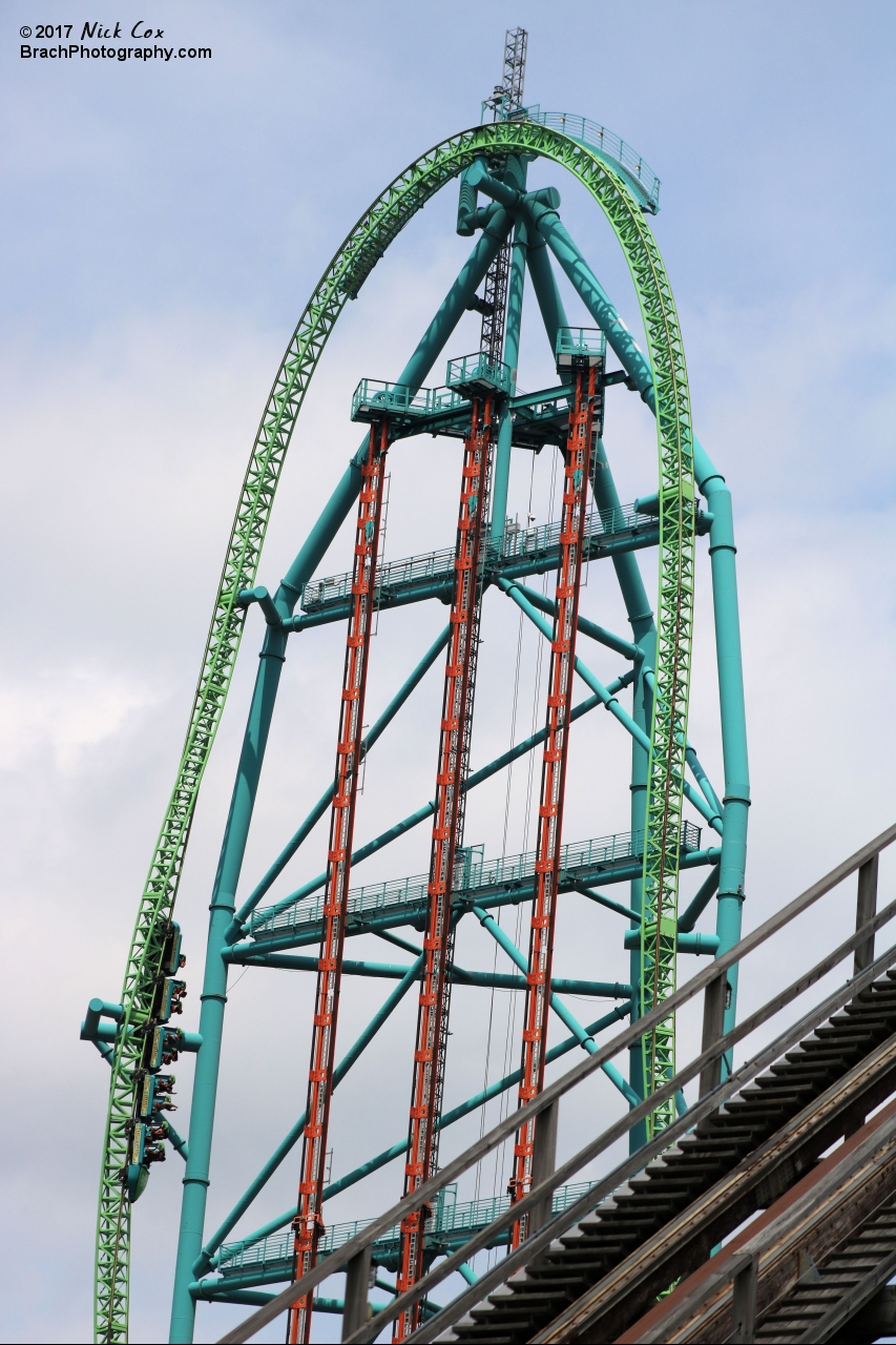 The giant structure of the world's tallest coaster.