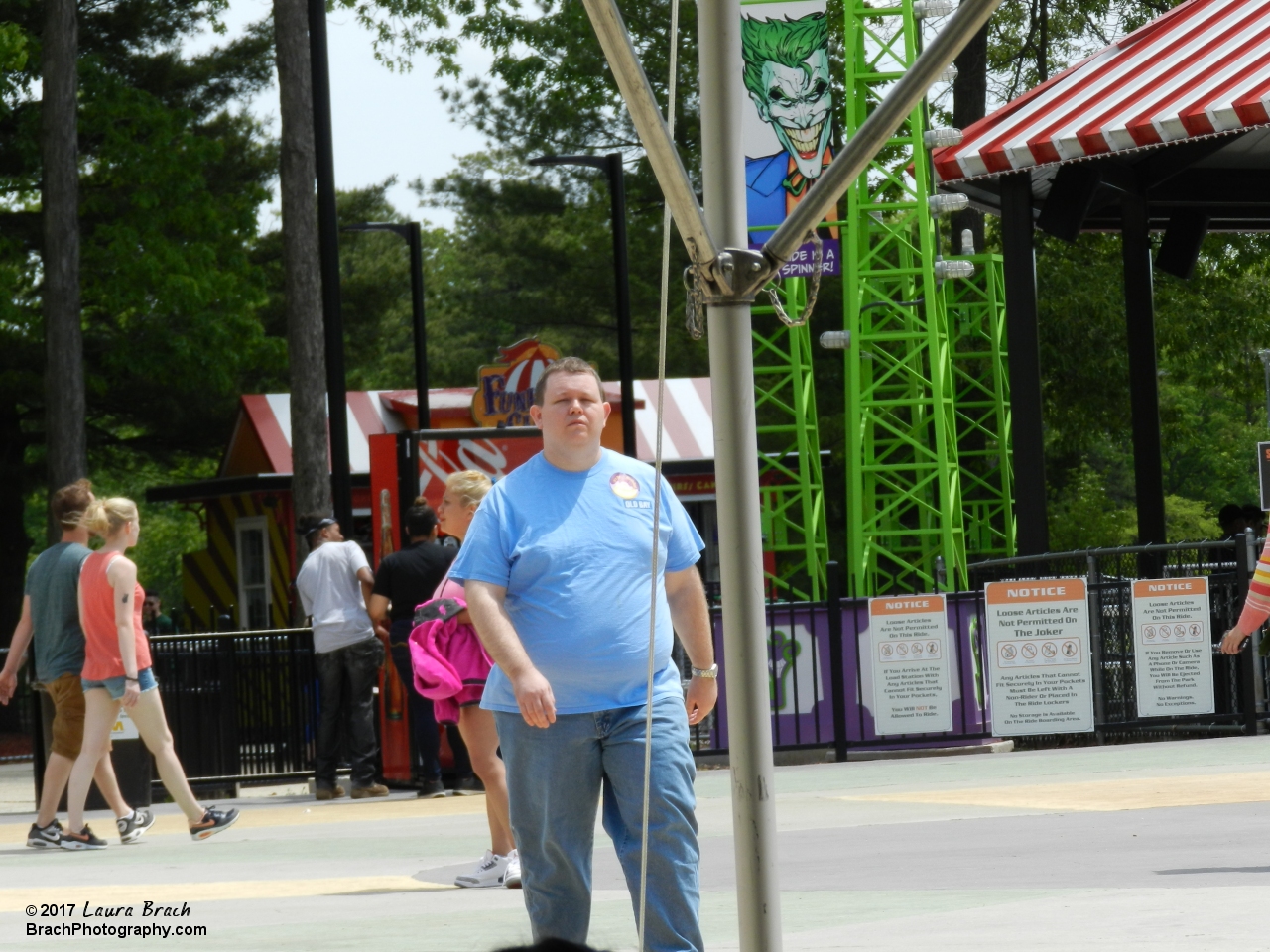 Walking over to his wife after riding the Joker.