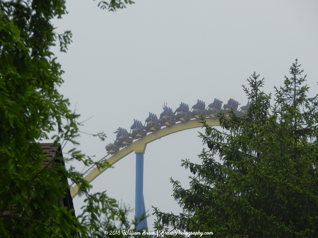 Nitro is jam packed with loads of airtime.  Here's one of the trains going over one of the many hills.