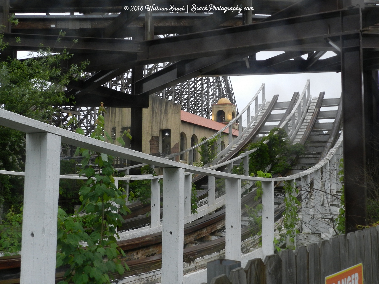 This is all that remains of Rolling Thunder at Six Flags Great Adventure.  This passes through El Toro's structure.