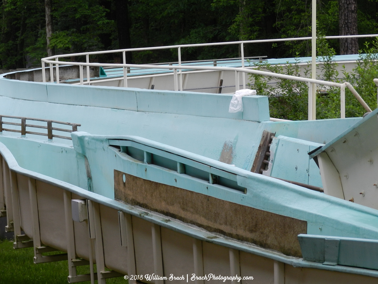 The Log Flume is an original ride from when the park first opened.  It was getting some much needed maintenance when we visited in May 2018.