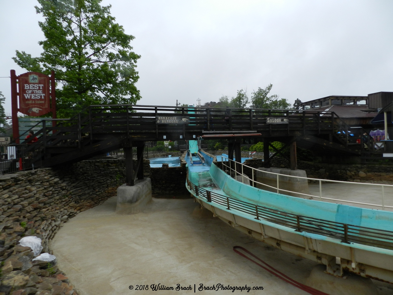 Empty splash pool on the Saw Mill Log Flume.