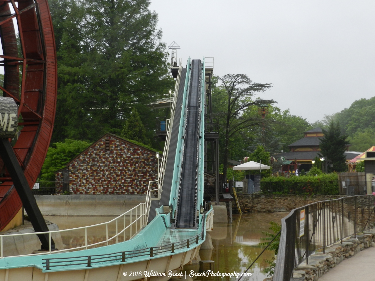 The first lift hill on the Saw Mill Log Flume.