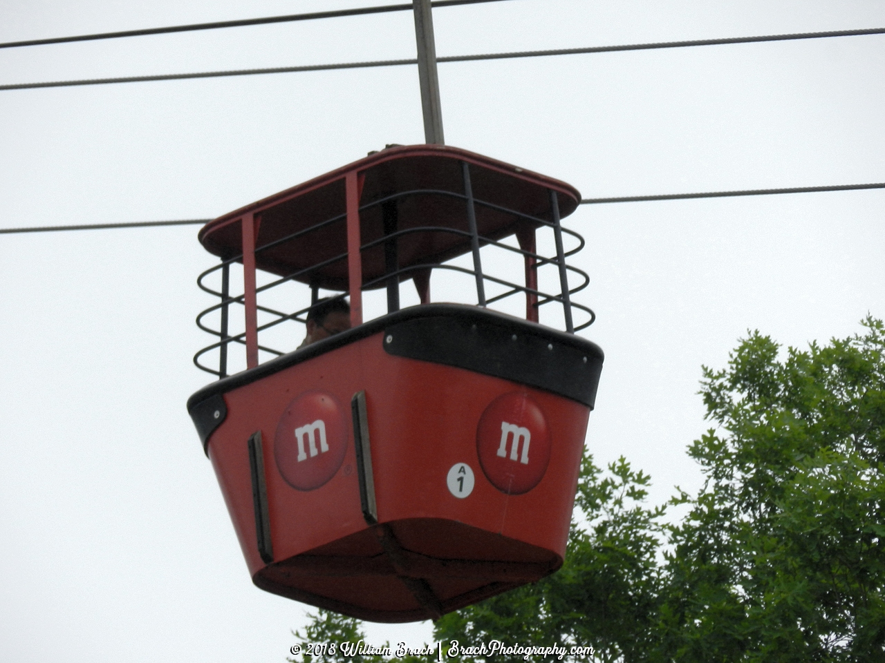 Red gondola on the Skyway.