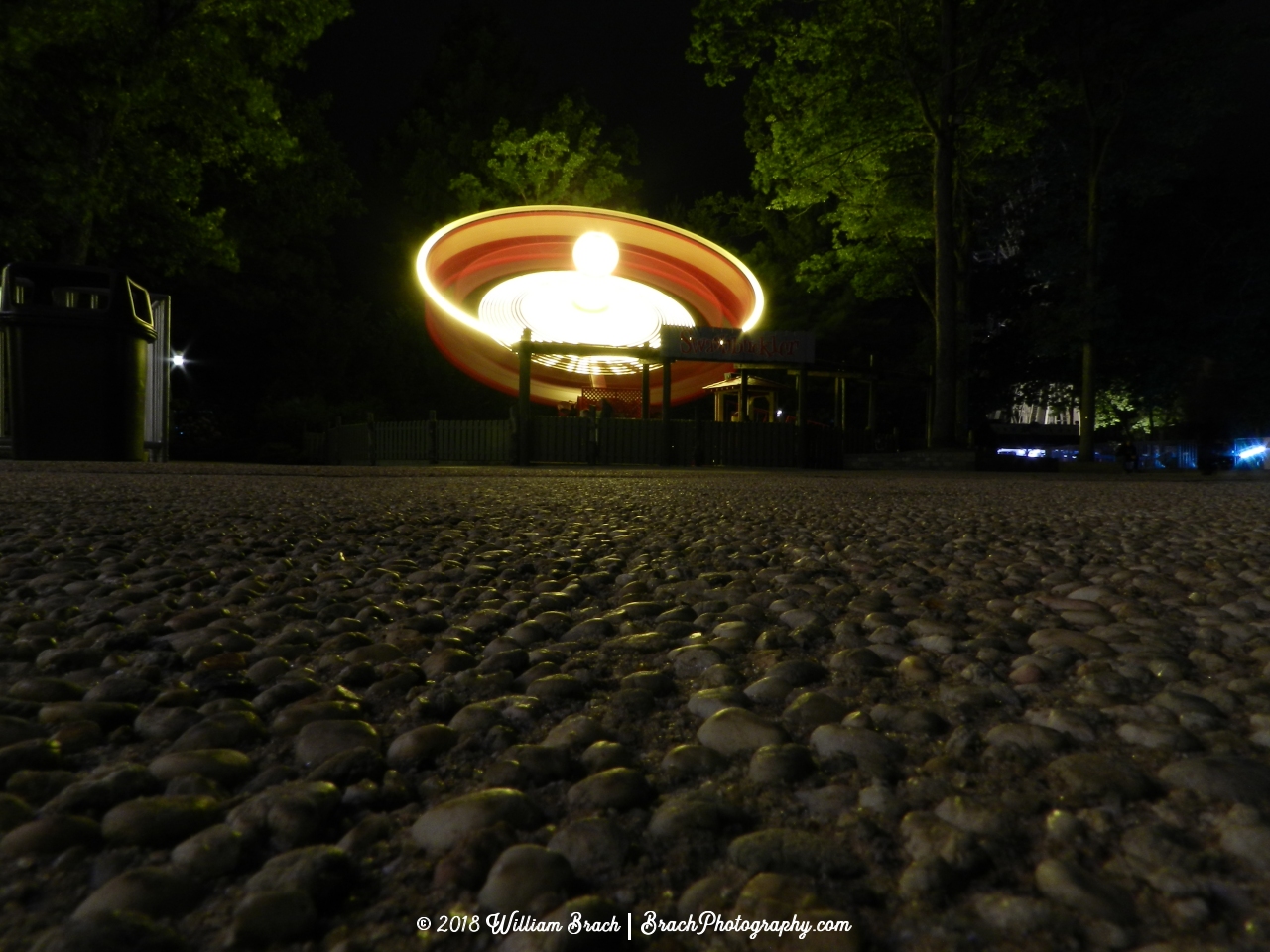 Swashbuckler ride in motion at night.