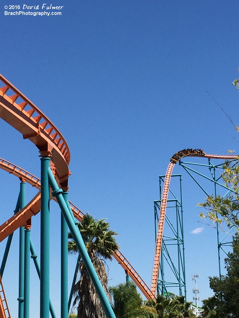 Train coming out of the first drop.