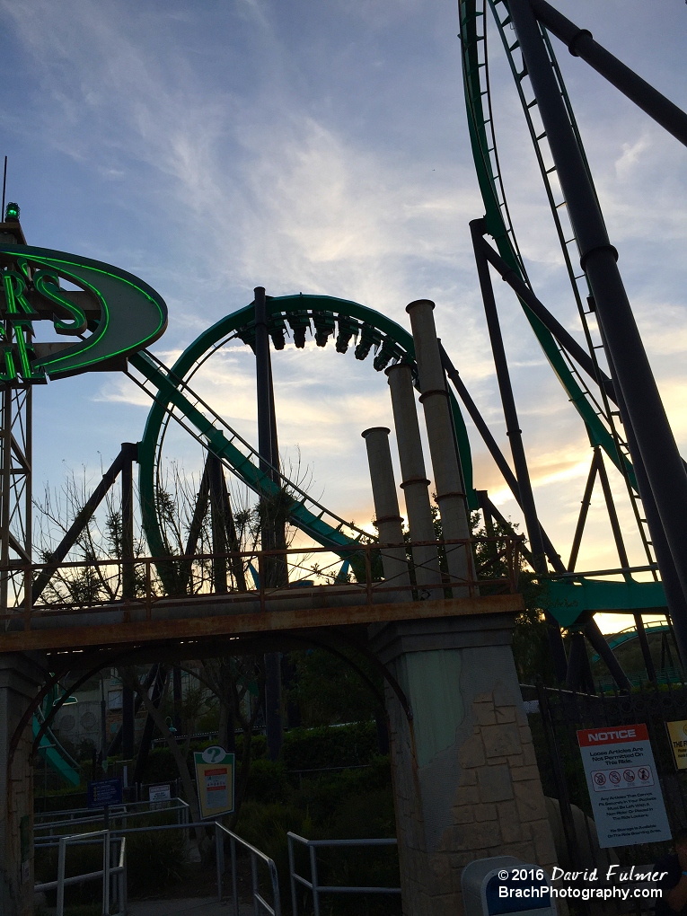 Train in a loop on the coaster.