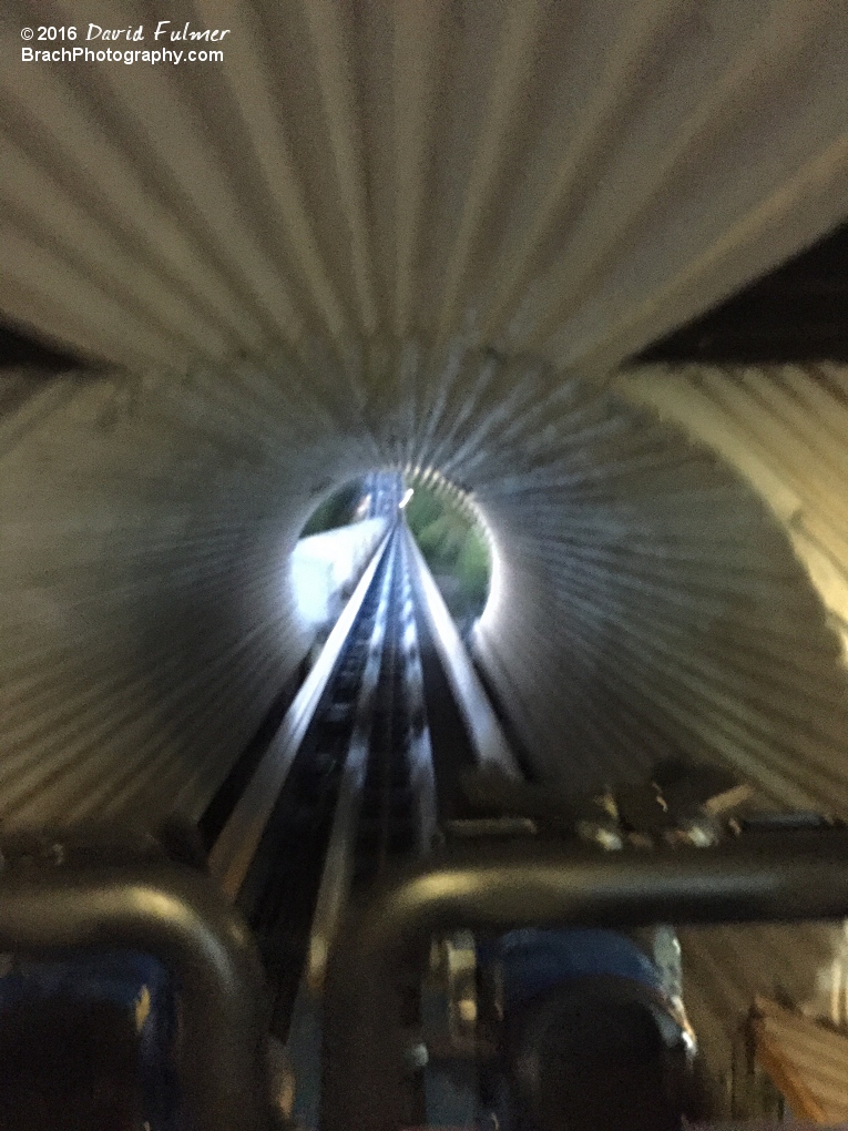 Looking down the launch tunnel from my seat.