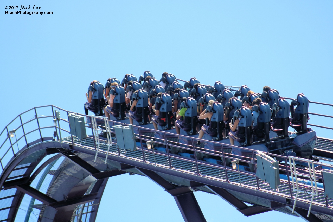 The train on the lift hill.