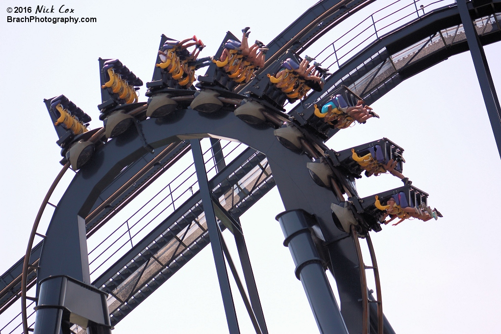 The train going through the vertical loop.