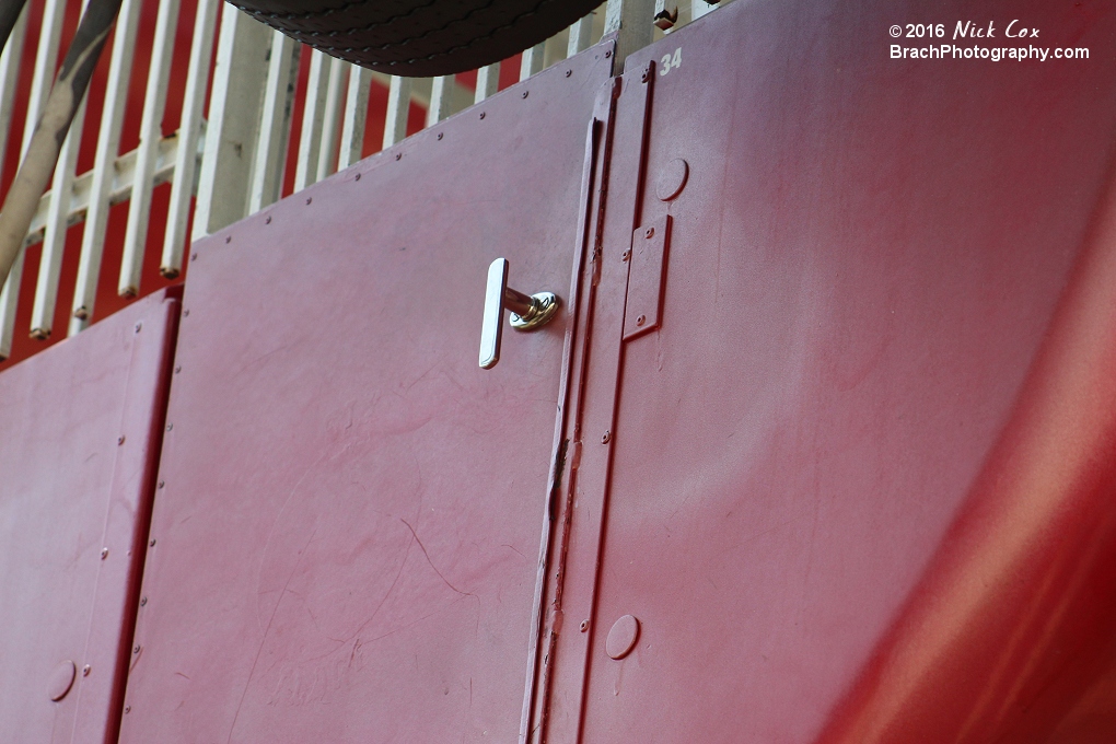 The door on one of the wheel's gondolas.