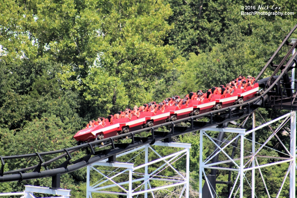 The train about to do the drop.