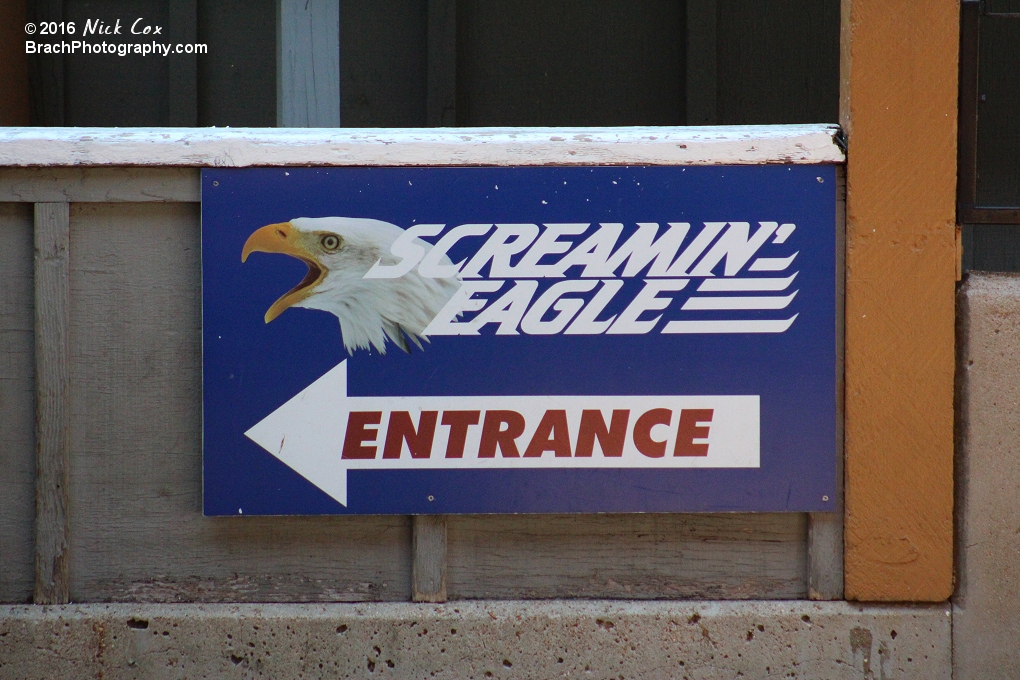 The entrance sign for the coaster.