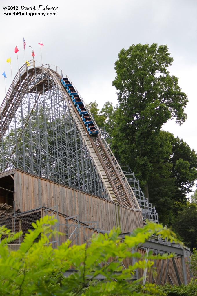 First drop of the train is 115 feet drop and reaches 58 MPH!