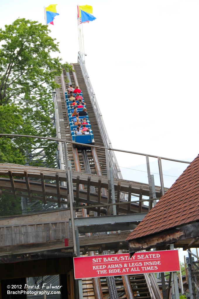 The train begun climbs from train station.