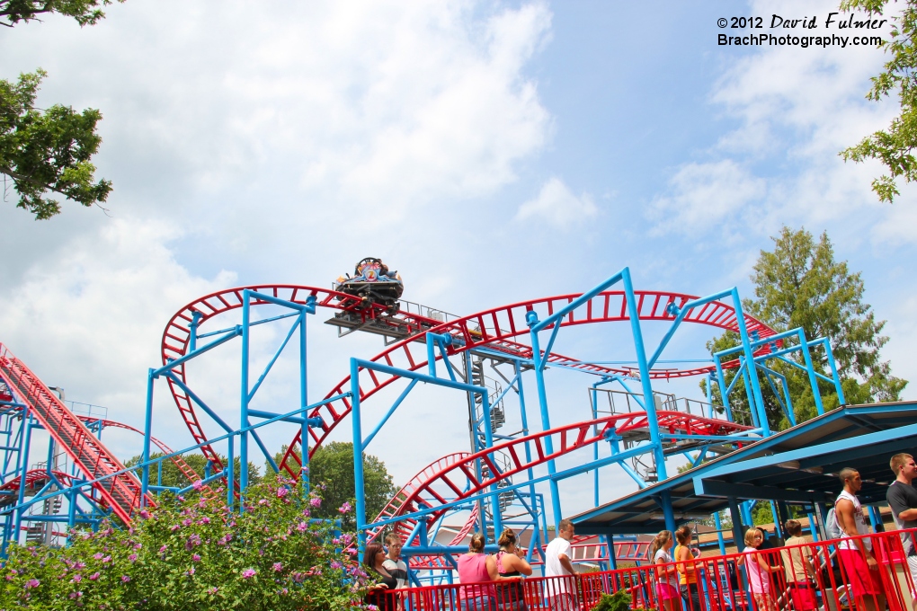 View of track layout and the spinning car.