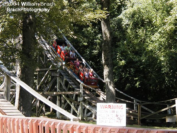 Cyclone train going down the first drop.