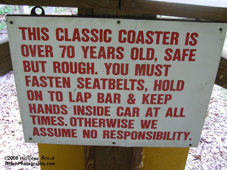 Strict rules from Williams Grove.  Still, it didn't prevent anyone from having fun on Cyclone!